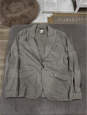 Diesel Mens Denim Blazer Gray XL Style Button up Military Y2K